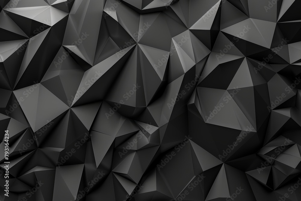 A black-and-white image of a vast collection of low-poly shapes closely huddled near the ground A black-and-white image of a vast collection of low-poly shapes closely huddled near the ground