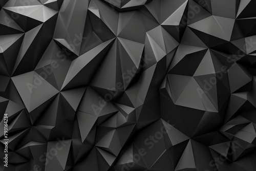   A black-and-white image of a vast collection of low-poly shapes closely huddled near the ground photo
