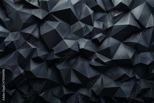   A monochrome image featuring an expansive arrangement of geometric shapes, all in black and white, constructed primarily from polygons photo