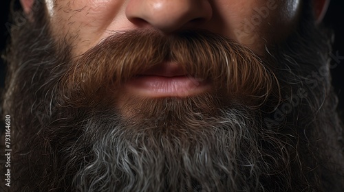 Ultra Realistic Close-Up on the Beard of a Man, Showcasing Intricate Details and Textures of Whiskers and Skin