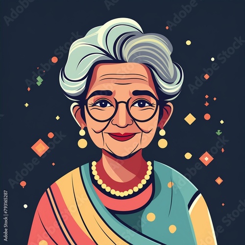 illustration of a old lady