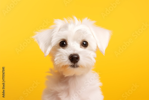 jack russell terrier puppy on a bright yellow background