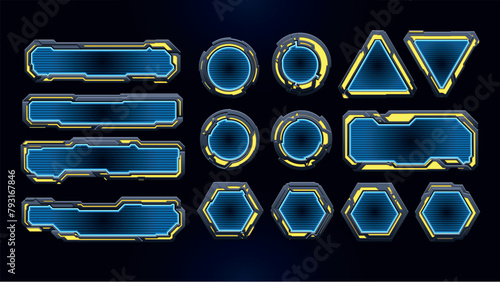 Set of Sci Fi Cartoon User Interface Elements. Futuristic Abstract HUD. Good for game UI.  Vector Illustration EPS10 (ID: 793167846)