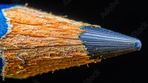  A close-up of a pencil with a yellow and blue crayon tip