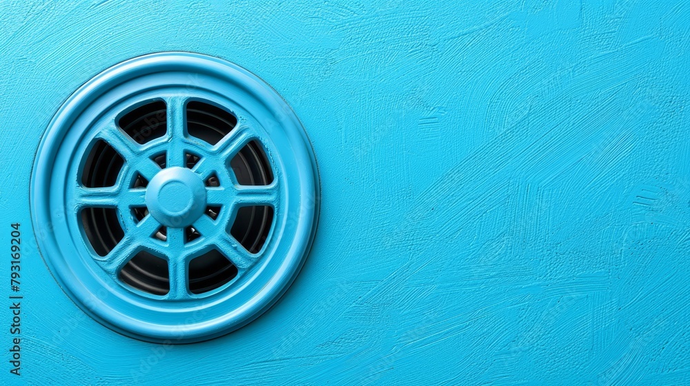Round Blue Window A round window on a blue wall with two circular windows beside it Stock ...