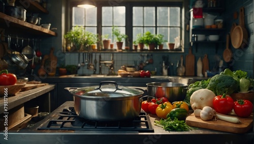 pan on a gas stove