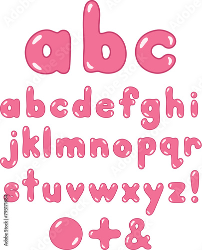 Lowercase Bubblegum Letter Alphabet Clipart Set