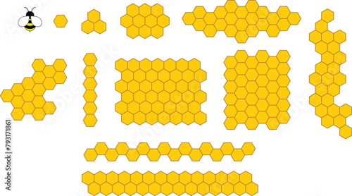 Honeycomb and Bee Design Element Clipart Set
