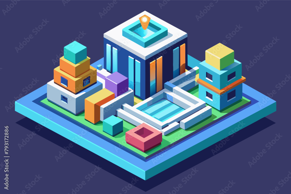 3D isometric icon vector set with a flat shading style for a modern and sleek look. 3D isometric icon vector set with a flat shading style for a modern and sleek look.