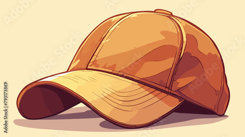 Vector Cartoon Classic Brown Blank Baseball Cap. Si