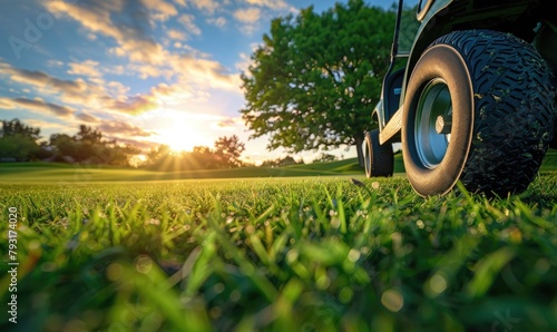 Golf cart car in fairway of...