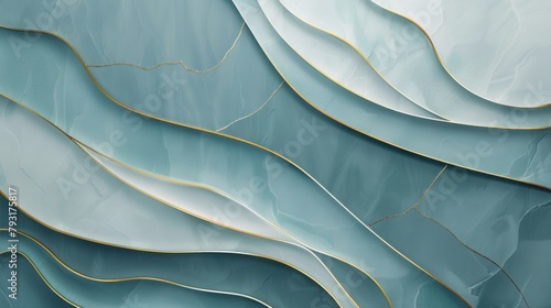 abstract slate blue background with thin gold mint and white and aquamarine lines.