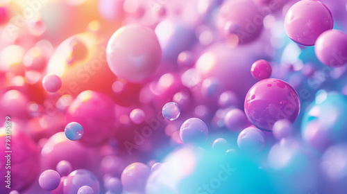 Abstract background with realistic bubbles. Bubbles with rainbow reflection.