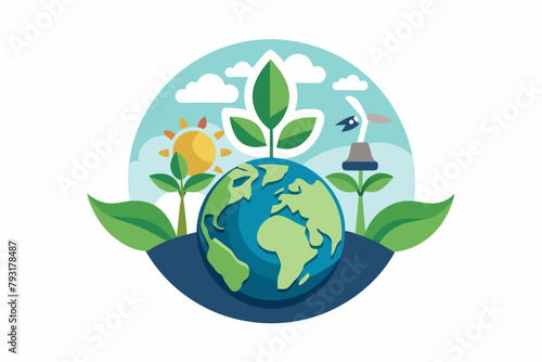environmental message of earth, nature and Environment around earth illustration