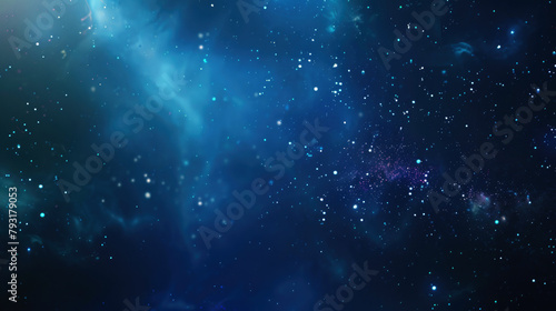 Dark blue abstract background with a space theme. Outer space with haze and stars