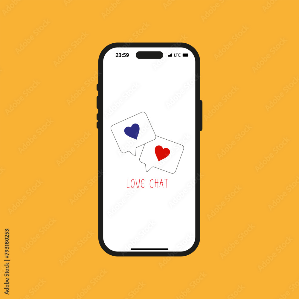 Love chat message telephone sms vector screen visualisation Love chat message telephone sms vector screen visualisation