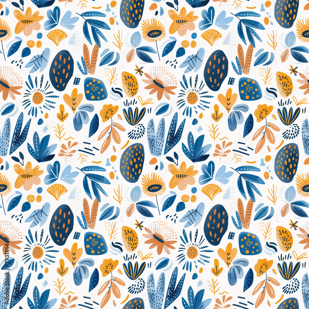 Seamless Pattern with Doodle Pastel Flowers and Foliage on Light Background. Textile Design, Wrapping Paper, Stationery Background, Creative Projects Seamless Pattern with Doodle Pastel Flowers and Foliage on Light Background. Textile Design, Wrapping Paper, Stationery Background, Creative Projects