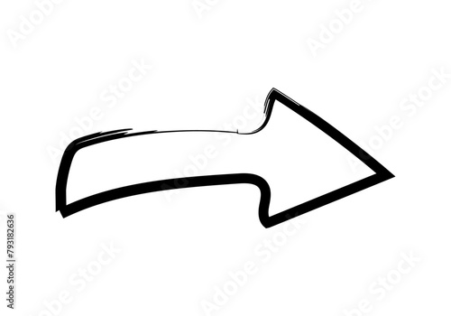 Icono negro de flecha hecha con trazado de pincel.