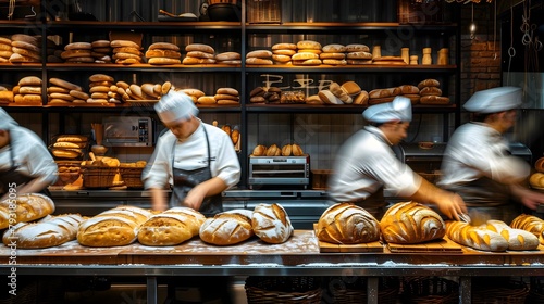 Artisan bakers crafting delicious fresh bread loaf, long exposure showcase