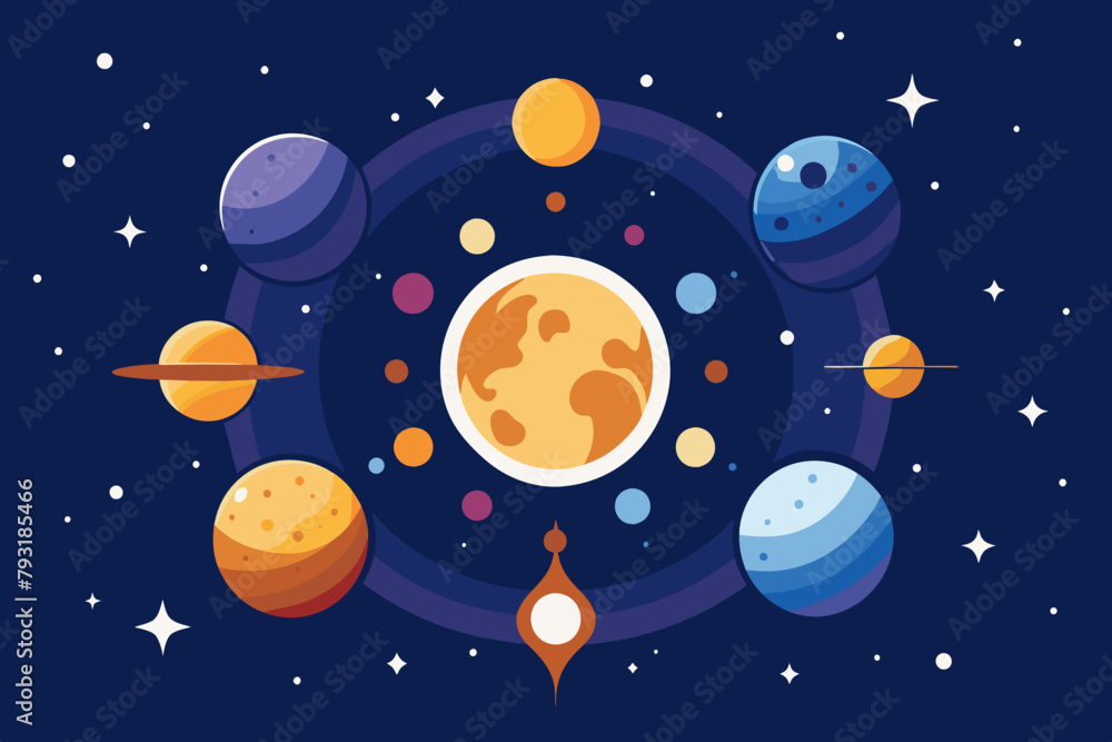 A celestial illustration of the phases of the moon A celestial illustration of the phases of the moon
