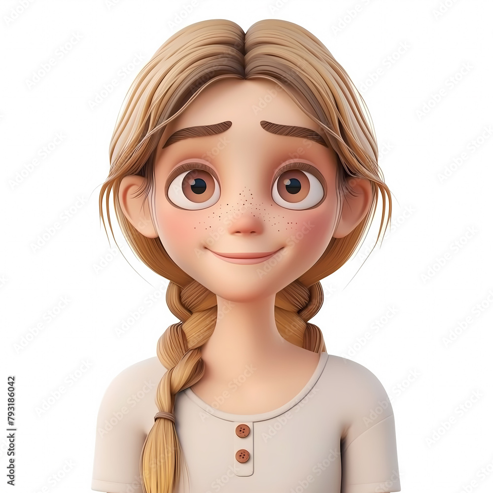 3d portraits of happy people on a white background. Cartoon characters women and girl, vector illustration 3d portraits of happy people on a white background. Cartoon characters women and girl, vector illustration