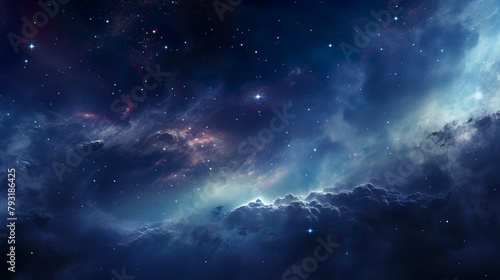 An awe-inspiring view of a galaxy core surrounded by nebulous formations, evoking cosmic wonder and discovery photo