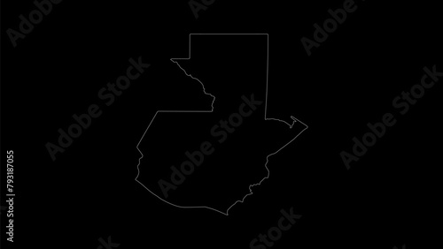 Guatemala map vector illustration. Drawing with a white line on a black background. photo