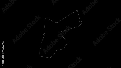 Jordan map vector illustration. Drawing with a white line on a black background. photo