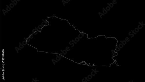 Salvador map vector illustration. Drawing with a white line on a black background. photo