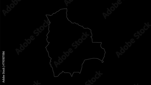 Bolivia map vector illustration. Drawing with a white line on a black background. photo