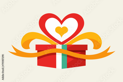 A classic gift box icon redesigned with a ribbon flowing into a heart shape, symbolizing generosity and love.