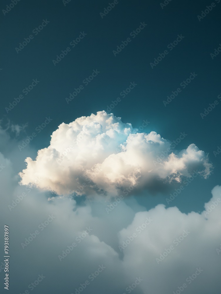 Fototapeta premium white cloud with neon light in the sky.