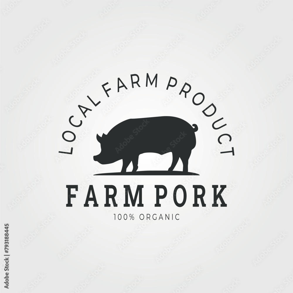 farm pork logo vintage vector illustration
