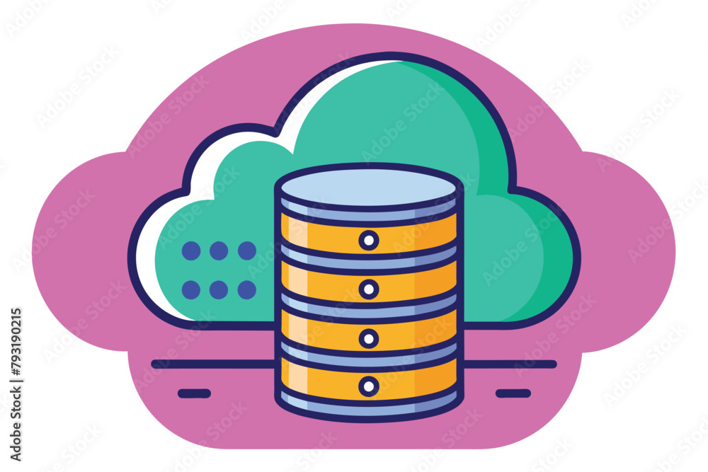 Cloud Supporting Stack of Data, install cloud database for data security, Simple and minimalist flat Vector Illustration Cloud Supporting Stack of Data, install cloud database for data security, Simple and minimalist flat Vector Illustration