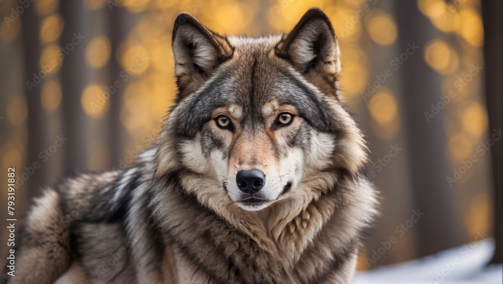 A Majestic Wolf on a Blurred Bokeh Background