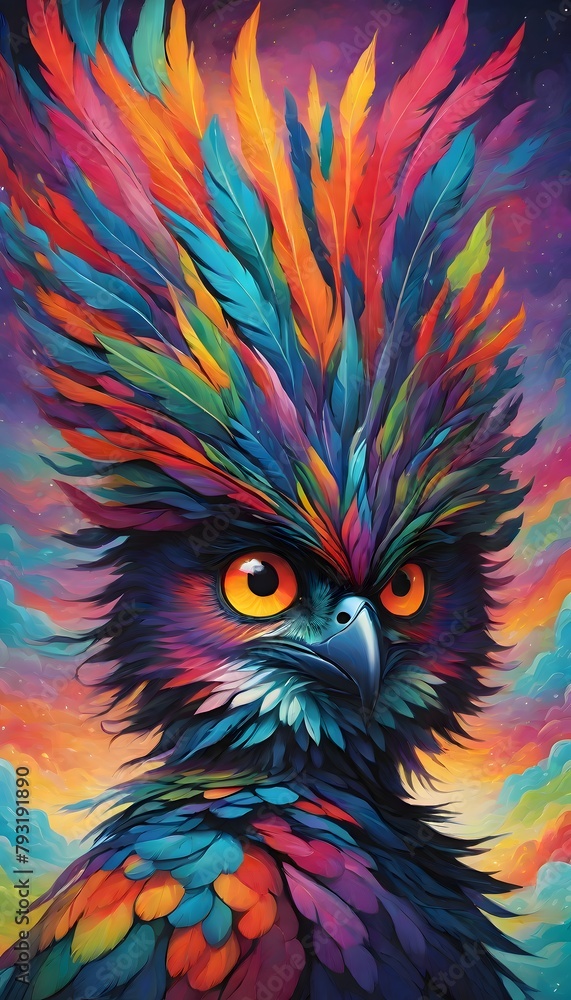 Obraz premium Abstract bird artwork with contrasting color palette, Generative AI.