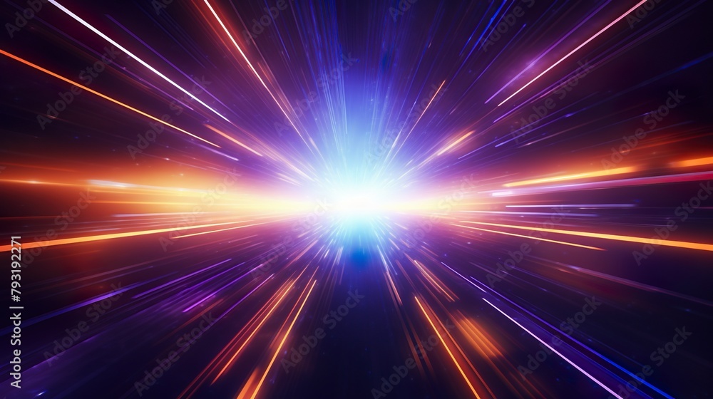 An intense and dynamic image depicting the concept of traveling at light speed through a star-studded tunnel, simulating a space travel experience
