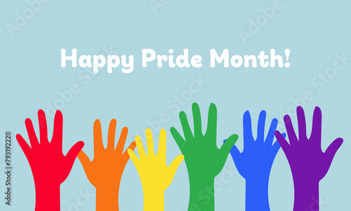 Happy pride month lgbt multiracial hands. © Idressart