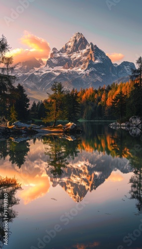 Sunny day sunset mountain lake zittauerhuette gerlossee pinzgau salzburg austria