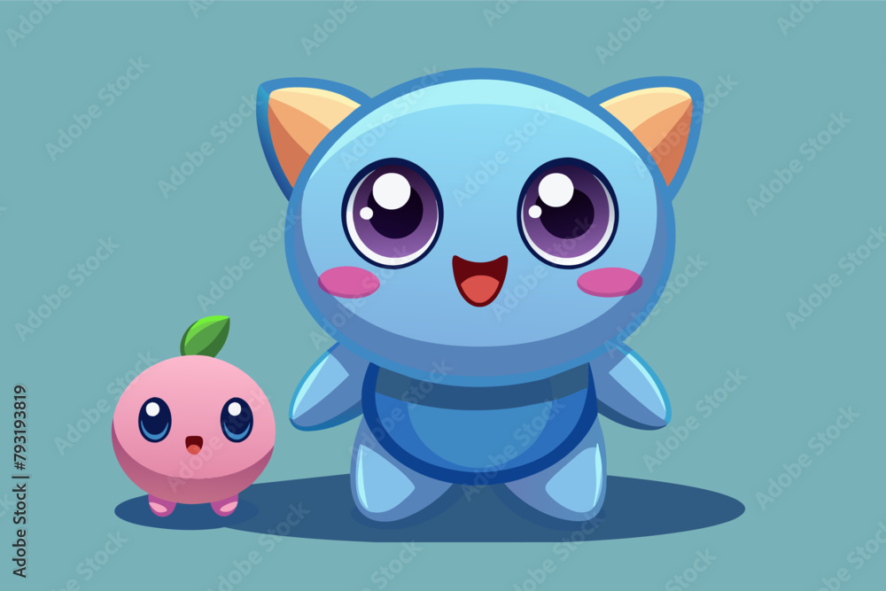 A cute and cuddly 3D character with big eyes and a small stature A cute and cuddly 3D character with big eyes and a small stature