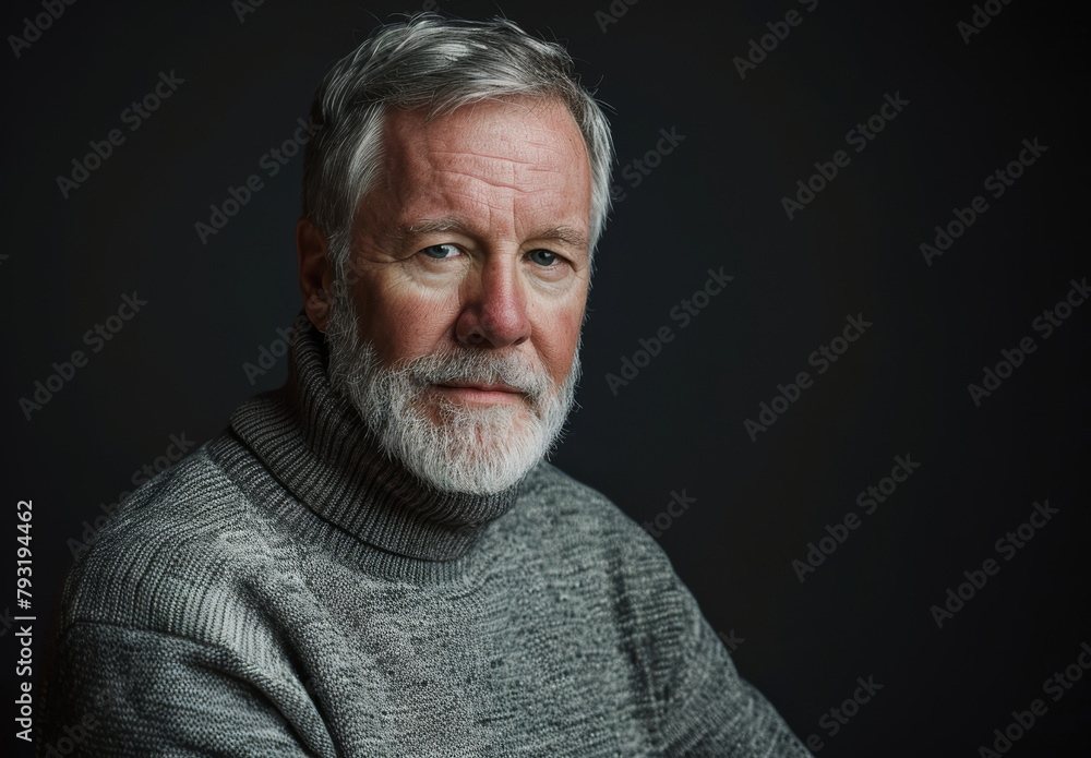 Mature man, studio and portrait with consultant, beard and corporate confidence isolated on grey background. CEO, mockup and company executive with professional ambition, management for businessman Mature man, studio and portrait with consultant, beard and corporate confidence isolated on grey background. CEO, mockup and company executive with professional ambition, management for businessman
