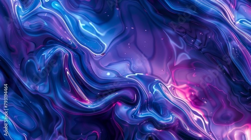Blue and purple flowing pattern on background of enamel 