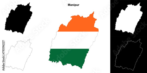 Manipur state outline map set