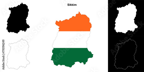 Sikkim state outline map set