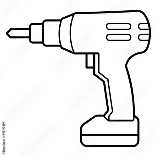 Electric Drill Line Art Vector