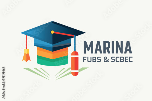 A graduation cap and tassel placed on a clean white surface, Learning for success graduation, mba, Simple and minimalist flat Vector Illustration