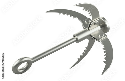 Photos Grappling Hook, Foldable grappling hook, 3D rendering isolated on transparent ba