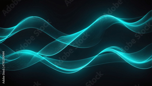 Abstract Turquoise Neon Light Waves Background