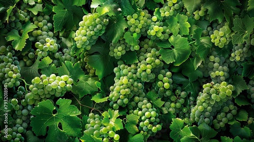 Verdant Vineyard Bounty: Plump Green Grapes Galore.