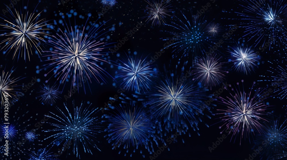 This image showcases a mesmerizing display of fireworks with rich blue hues and purple undertones, capturing the essence of a night celebration This image showcases a mesmerizing display of fireworks with rich blue hues and purple undertones, capturing the essence of a night celebration